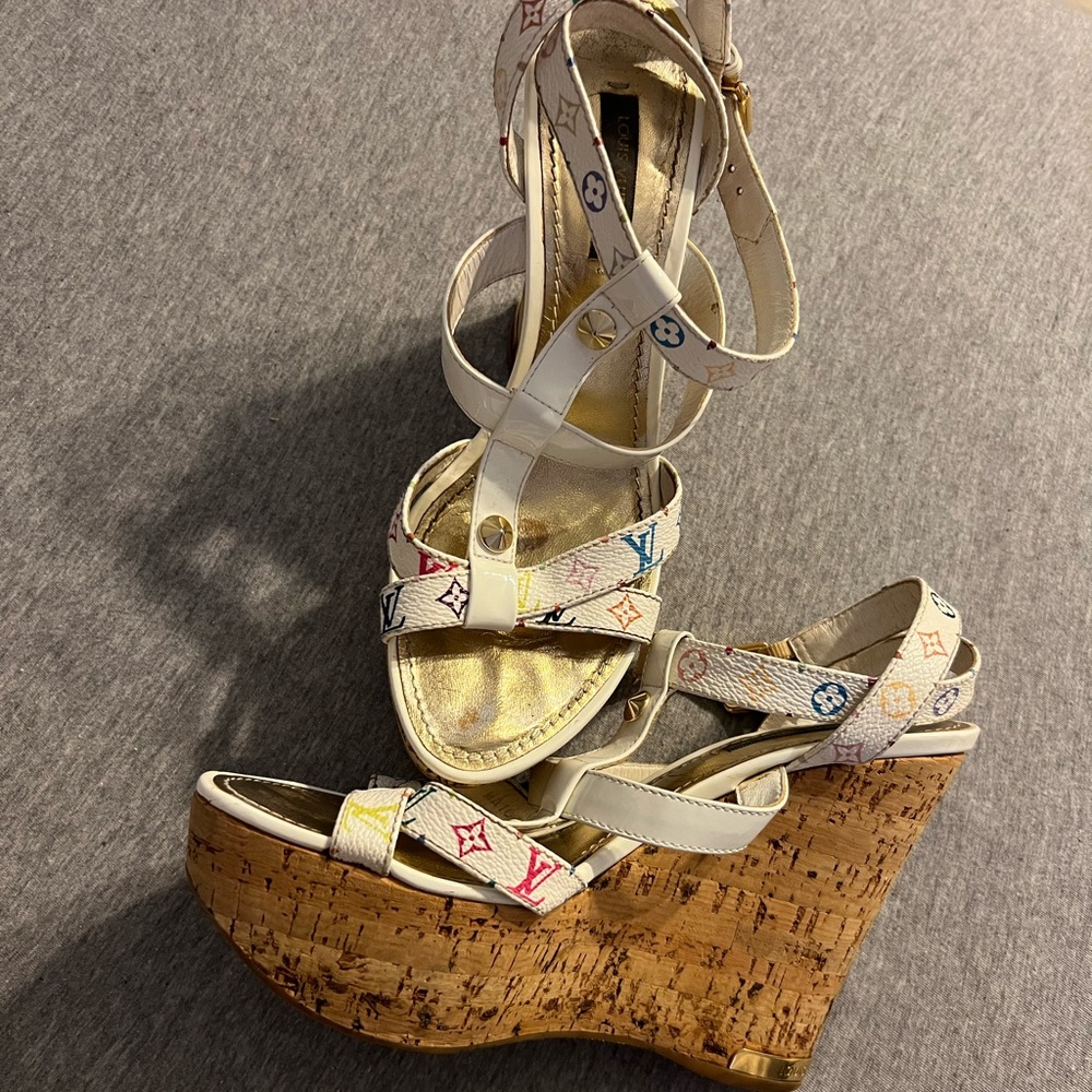 Louis Vuitton Multicolor Monogram Wedge Sandals